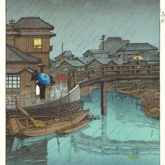 HK14 - Hasui KAWASE- La saison des pluies à Ryoshimachi - Shinagawa -1931 - Editeur Watanabe - Estampe japonaise Shin Hanga