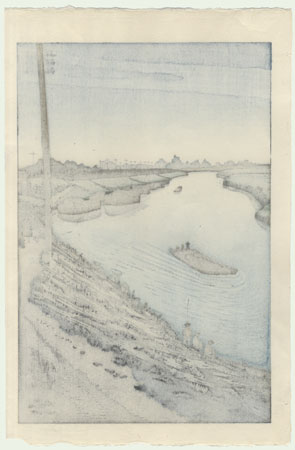 Gihachiro OKUYAMA - Rivière Edo vue de la rive de Matsudo - 1956