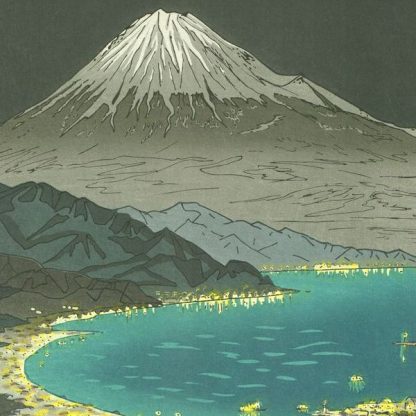 Koichi OKADA - Le mont Fuji vu de Nihon Daira - Estampe originale - Bois gravés en 1954 - Editeur Unsodo - Détail