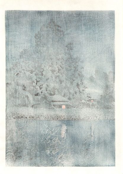 Hasui Kawase - Pluie à Omiya - 1930 - Editeur Shobisha - Dos - Estampe japonaise