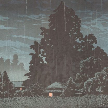 Hasui Kawase - Pluie à Omiya - 1930 - Editeur Shobisha - Détail - Estampe japonaise