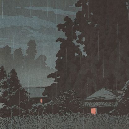 Hasui Kawase - Pluie à Omiya - 1930 - Editeur Shobisha - Détail - Estampe japonaise
