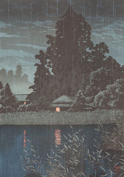 Hasui Kawase - Pluie à Omiya - 1930 - Editeur Shobisha - Estampe japonaise