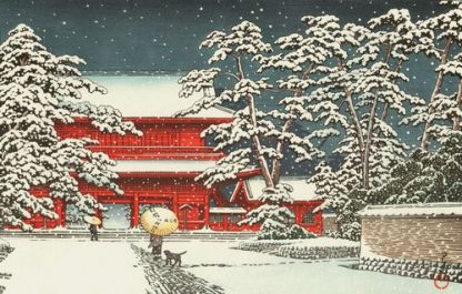 Hasui Kawase - Le temple Zozo-ji sous la neige 1929 - Estampe japonaise