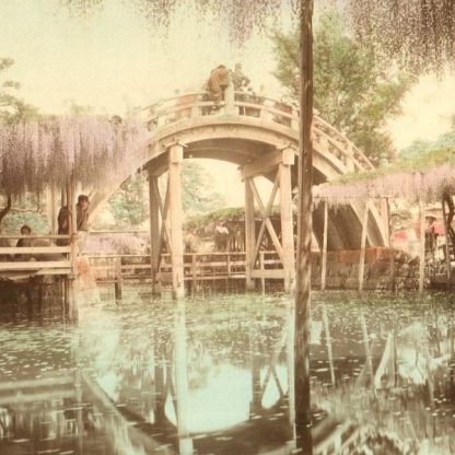 Photographie japonaise originale - Tirage vers 1880 - Pont Kameido - Détail