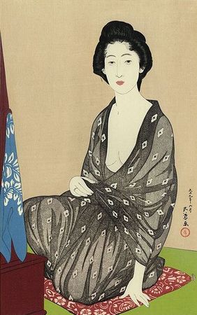 Goyo HASHIGUCHI (1880 - 1921) - Jeune femme en kimono d'été - 1920 - Editeur Tanseisha - Edition commémorative de 1981