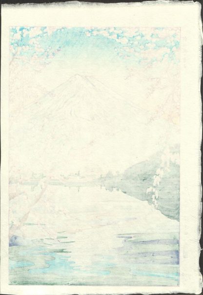 Koichi OKADA - Le mont Fuji vu du lac Kawaguchi - 1954 - Estampe japonaise - Dos