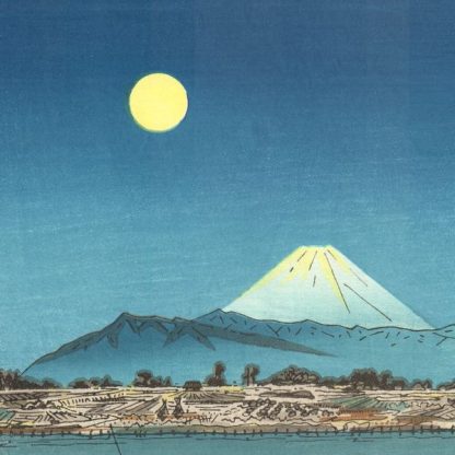 Koichi OKADA - Clair de lune sur la rivière Tama - Bois gravés en 1954 - Editeur Unsodo - Estampe japonaise Shin-hanga - Détail
