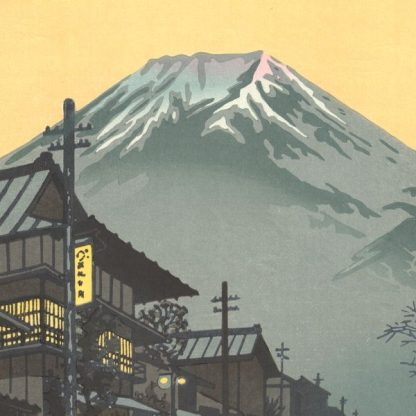 Shiro KASAMATSU - Le mont Fuji vu de Yoshida - 1958 - Editeur Unsodo - Estampe japonaise Shin-Hanga - Détail