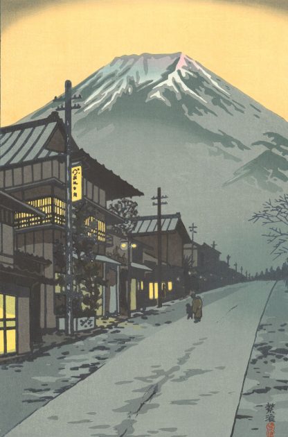 Shiro KASAMATSU - Le mont Fuji vu de Yoshida - 1958 - Editeur Unsodo - Estampe japonaise Shin-Hanga