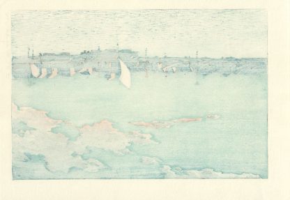 Hasui KAWASE (1883 - 1957) - Le bord de la rivière à Hamacho - Hamachogashi - 1925 - Editeur Shobisha - Estampe japonaise