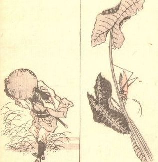 Hokusai - Estampe japonaise originale - 1850 - Ringa e-hon -Panneau droit