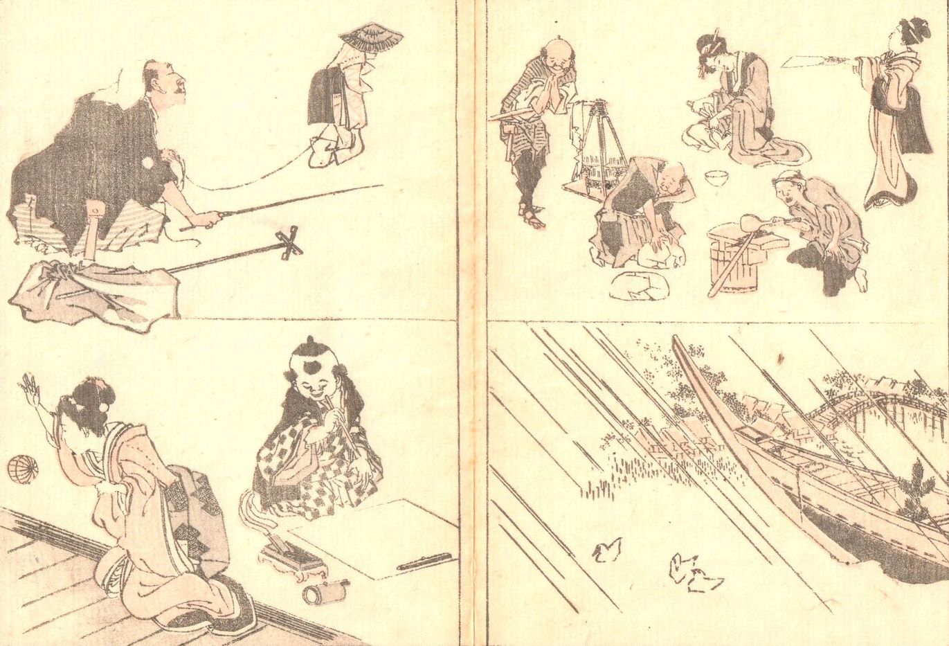 Hokusai - 1850 - Ringa e-hon - Estampe japonaise originale