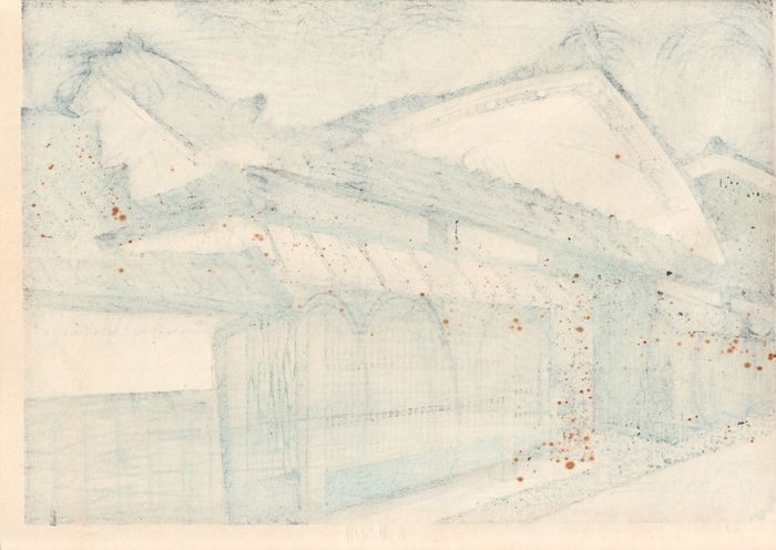 Nishijima KATSUYUKI - Auberge à Kusatsu - estampe japonaise originale - DOS